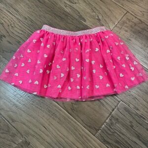 Isaac‎ Mizrahi Pink Tutu Skirt Silver Hearts Glitter Waist Girls Size 5/6